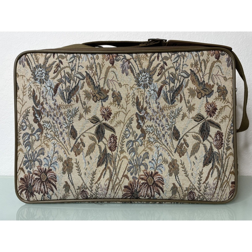 Vintage Jordache Floral Tapestry Suitcase Carry On 20"x6"x14" - Picture 8 of 11